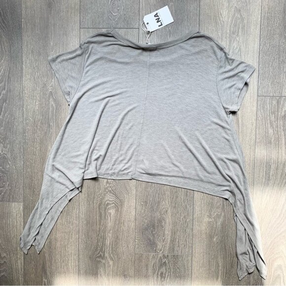 Revolve LNA Ribbon Tee Top T-Shirt Asymmetric Hem Short Sleeve Tie up side Small - Picture 14 of 16